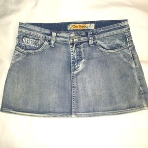 True People mini jean skirt with rhinestone detail
